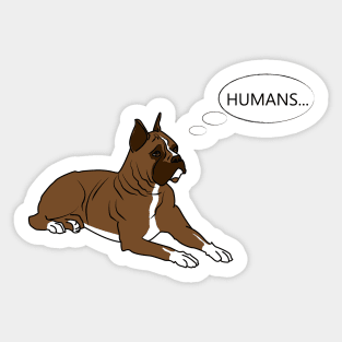 Boxer thinker laying down Sticker